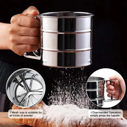 Stainless Steel Flour Sifter | Fine Mesh Baking Sieve For Flour, Sugar & Dry Ingredients