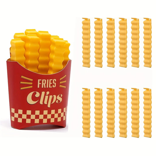 12pcs set  French Fries Bag clips with Holder Fridge Magnet Bag Clips