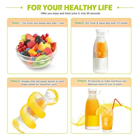 Juicer Blender 420ML Portable Fruit Juicer Mini Electric Juice Cup Wireless Electric Blender Juice Mixer Shakes Juicer Cup USB Rechargeable Blender