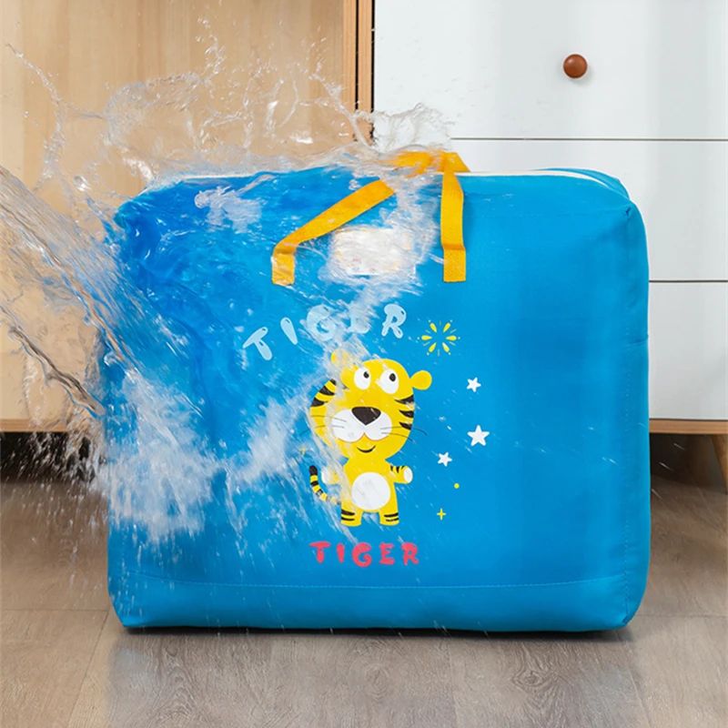 PACK OF 3 DINO BAGS Multi-Purpose Wardrobe Dino Bag with Cartoon Pattern, Double Zipper Quilt Storage, Bedsheet and Blanket Storage Box, Foldable Travel Bag for Women, Handbags, and Luggage
