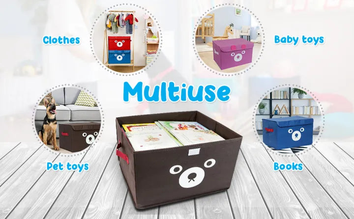 PACK OF 2 PANDA BAGS Panda Design Folding Storage Bins Quilt Basket Kid Toys Organizer Storage Boxes Cabinet Wardrobe Storage Bags