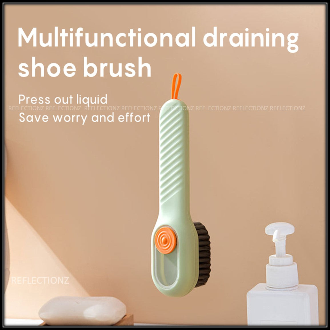 Cleaning Brush With Soap Dispenser | Long Handle | Soft Bristle | Shoes & Clothes Cleaner | Household Laundry Cleaning Tool
