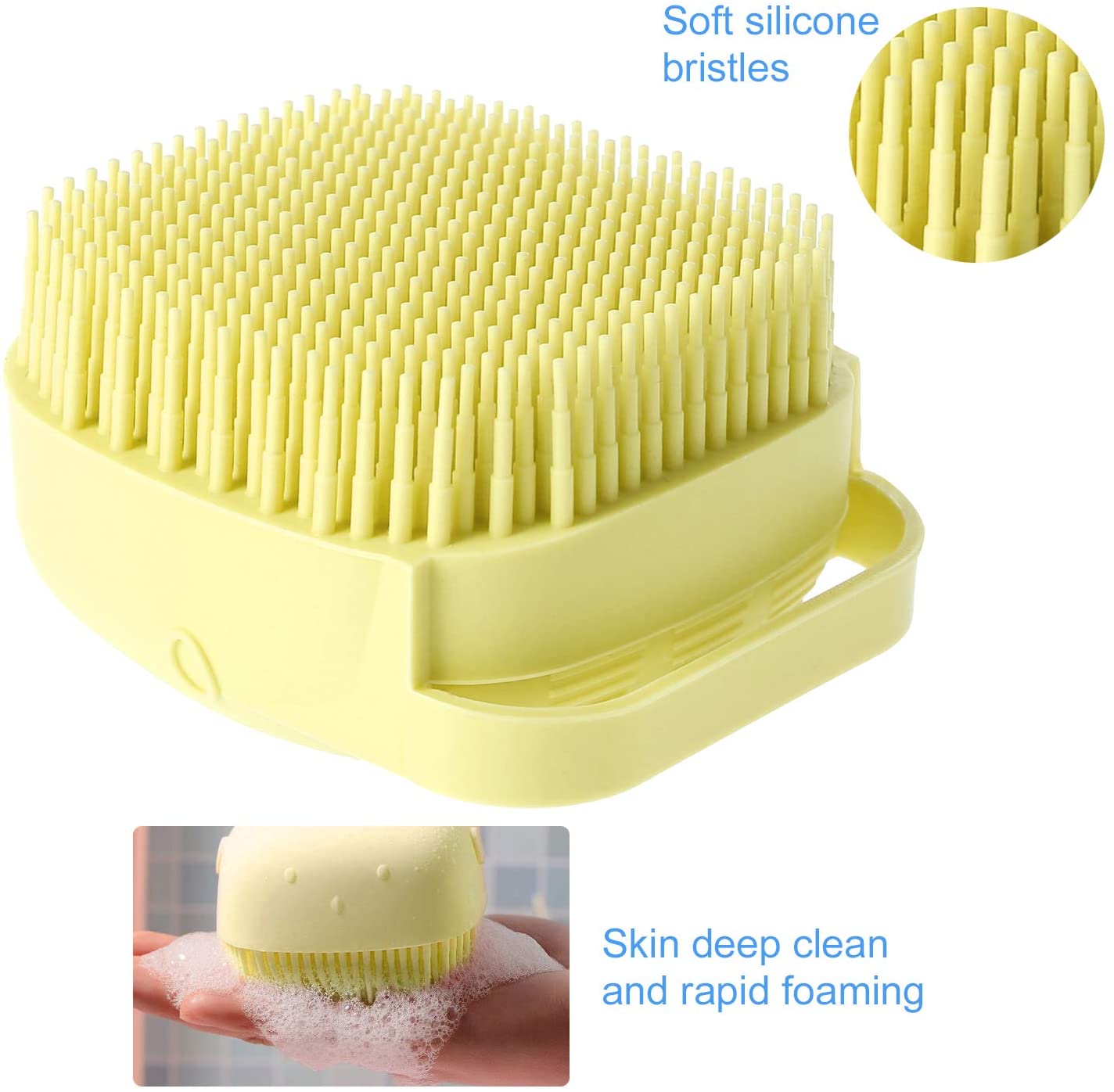 Silicone Bath and Body Shower Brush with Liquid Soap Dispenser | High Quality with Handle