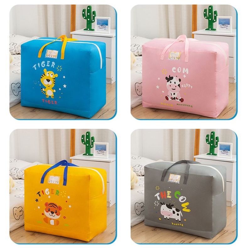 PACK OF 3 DINO BAGS Multi-Purpose Wardrobe Dino Bag with Cartoon Pattern, Double Zipper Quilt Storage, Bedsheet and Blanket Storage Box, Foldable Travel Bag for Women, Handbags, and Luggage