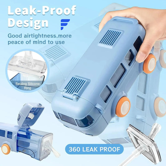 Bus Shape School Water Bottle | 500ml | With Strap | Cute & Leak-Proof | Random Color