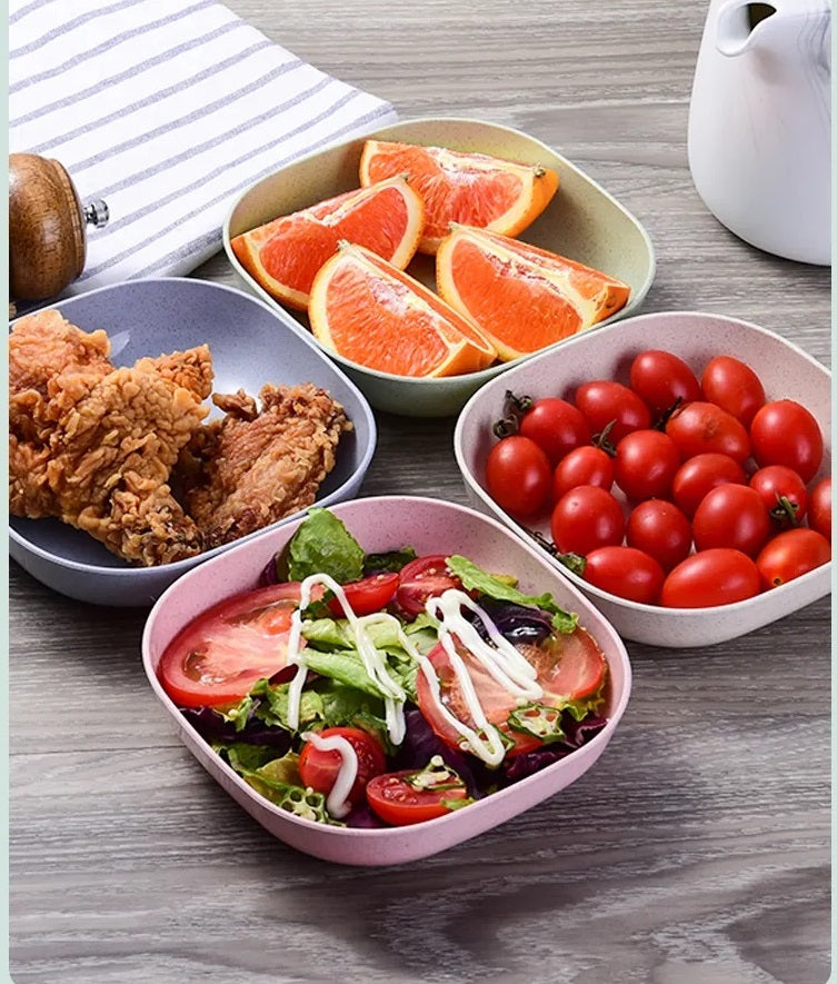 10Pcs Food Grade Plastic Plate with stand Multi-function Creative Spit Bone Dish Household Dish Round Square Elliptical Plate Set Dining Table Garbage Plate