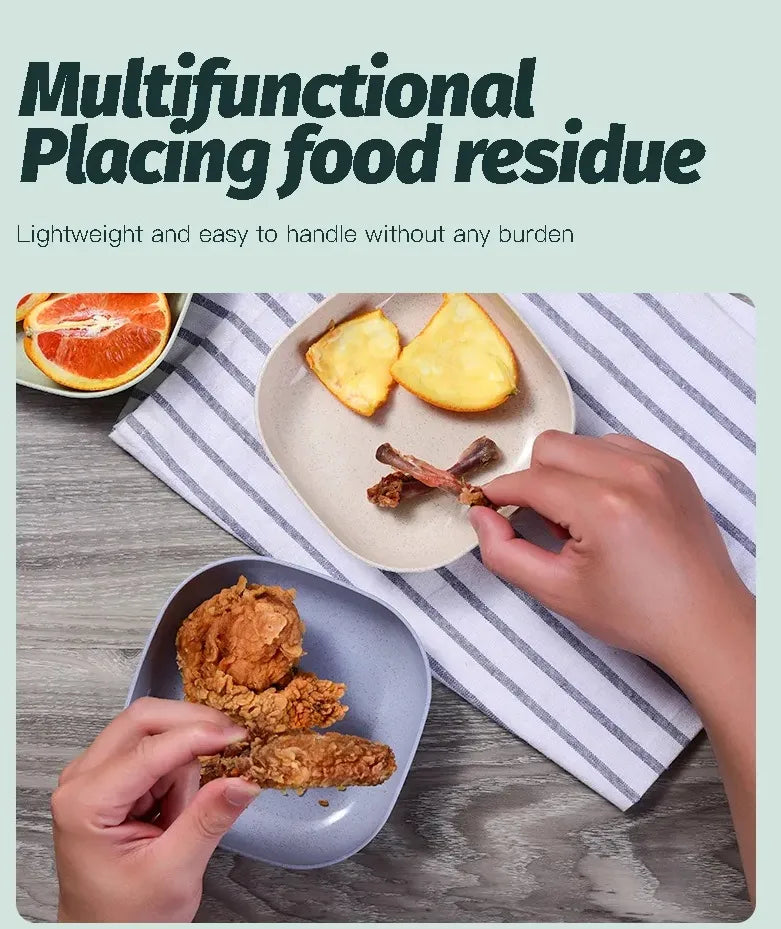 10Pcs Food Grade Plastic Plate with stand Multi-function Creative Spit Bone Dish Household Dish Round Square Elliptical Plate Set Dining Table Garbage Plate