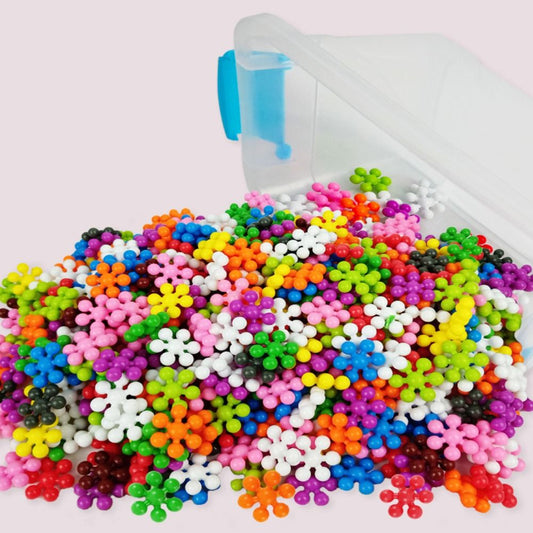 32 PCS High Quality Colorful 3D Plum Blossom Building Block Insert Enlightenment Plastic Fun Assembled Snowflake Pieces Rotating Early Education Toys Educational Activities