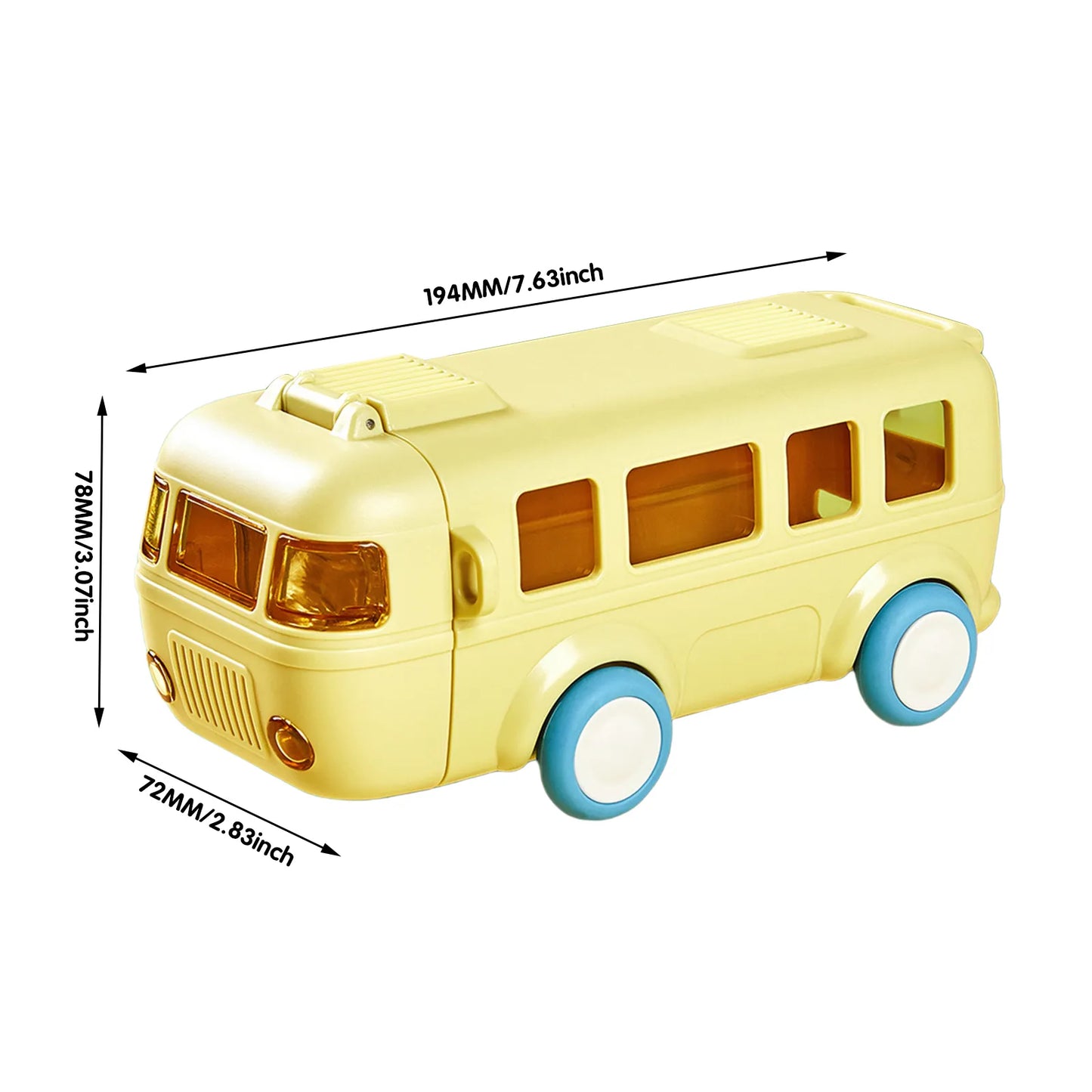 Bus Shape School Water Bottle | 500ml | With Strap | Cute & Leak-Proof | Random Color