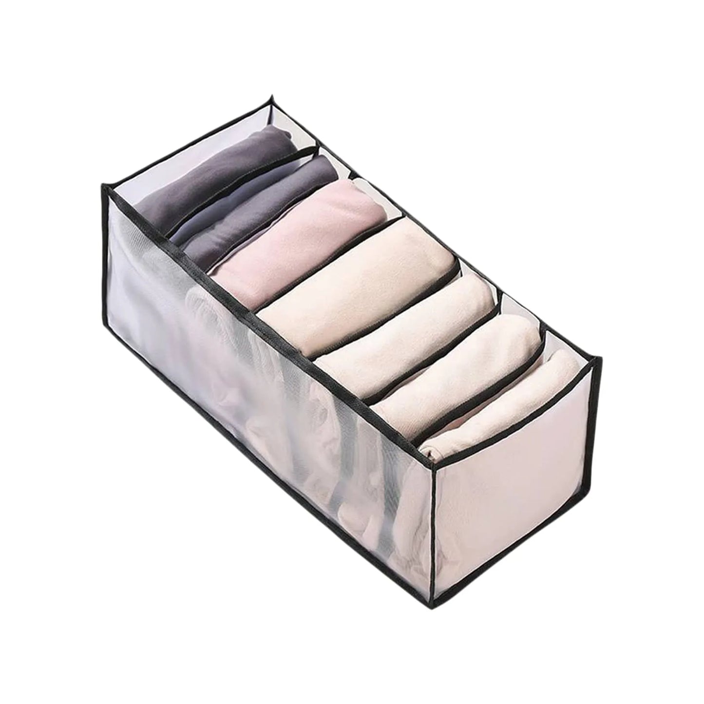 Large Size Pack Of 3, 7 Grids Washable Wardrobe Clothes Organizer Jeans Clothes Storage Boxes Organizer Drawer Leggings Closet Wardrobe Compartments for Leggings Closet Clothes Drawer Mesh Separation Box