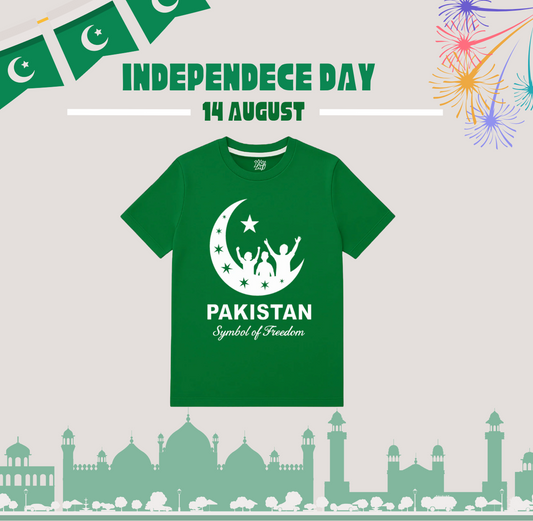 14th August kids dress, Green & White Azadi T-shirt, Independence Day kids clothing, Pakistan day shirt, boys & girls 14th August dress