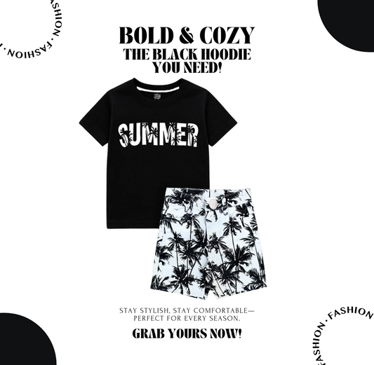 Kids Summer T-Shirt & Cotton Printed Shorts Set