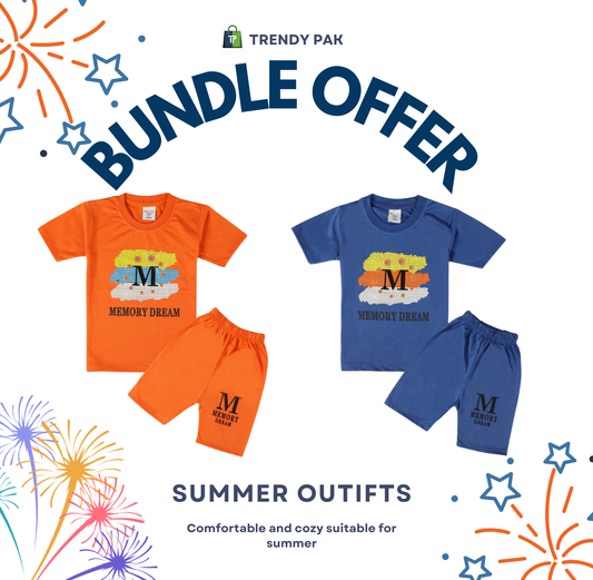 Bundle offer 2 Pairs suits Boys Half Sleeves Suit
