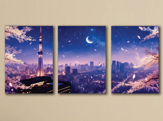 3 pcs blue city sticky photo tile wall frames wooden material for home decor 8x11 inches