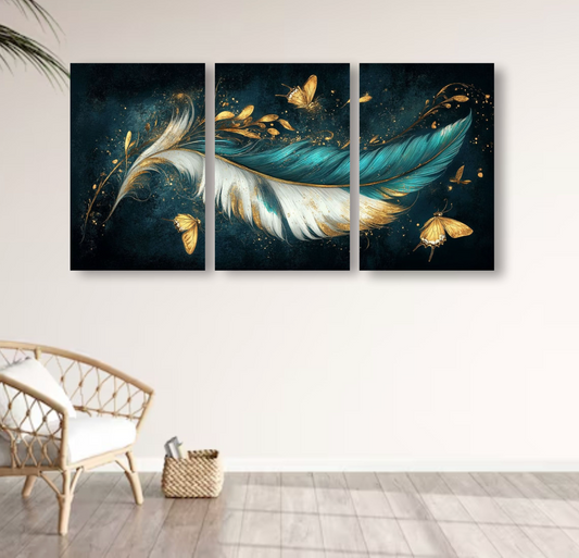 Set of 3 leaf-art wooden frames for wall decoration/sticky photo tiles
