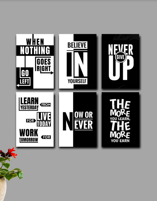 Set Of 6 Wooden Canvas Frames Motivational Quotes Size 8×11 Inch
