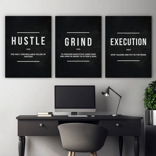Set Of 3 Motivational Wooden Canvas Frames For Wall Decore / Sticky Phototiles Frames