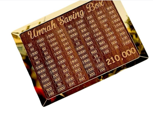 Umrah Saving Box - Wooden Islamic Money Saving Box 280 Day Umrah Saving Box Plan Turning Your Dreams Into Reality