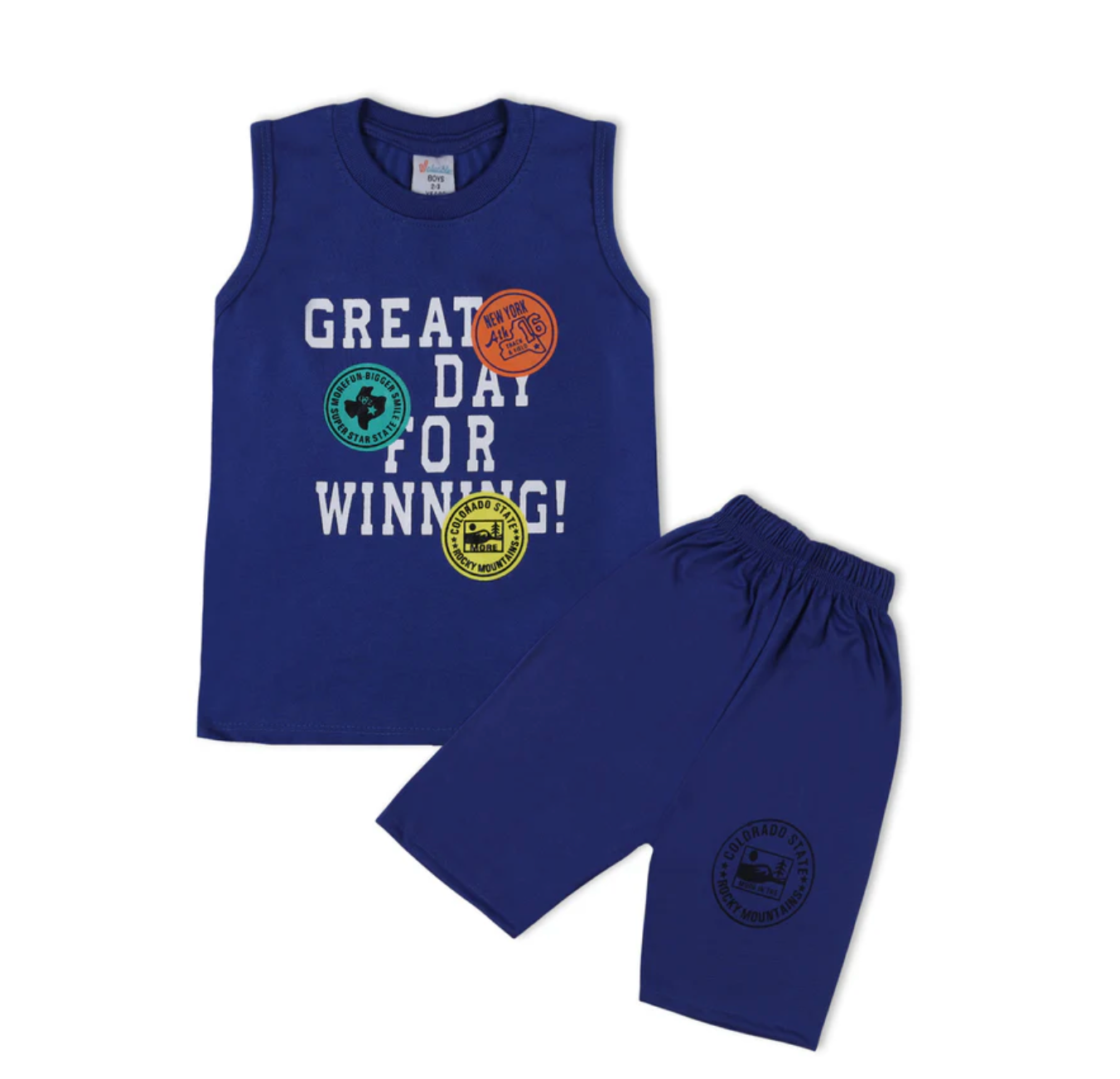 Bundle offer 2 Pcs Boys Sando Suit - Royal Blue & Green color