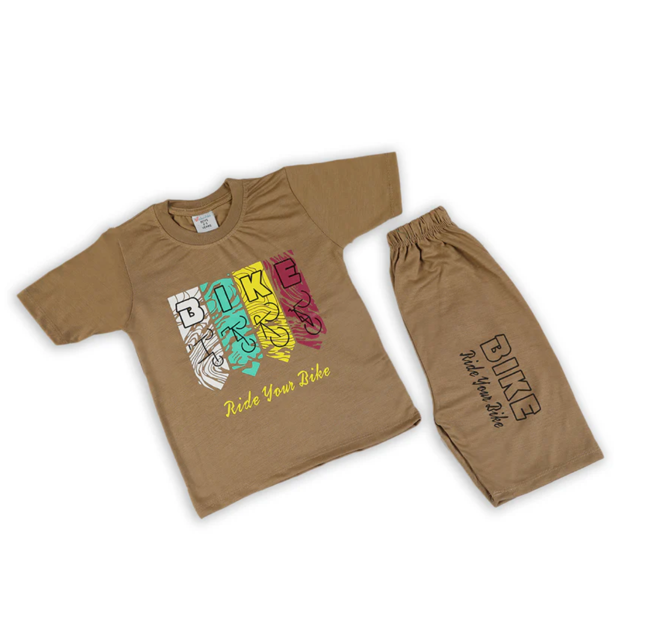 Bundle Offer 2 Pcs Boys Half Sleeves Suit - Light brown & Dark Brown