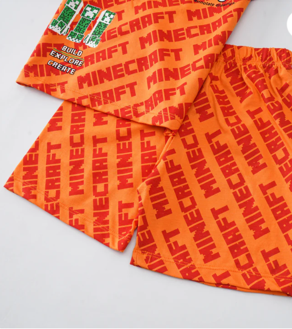 Minecraft Boys Half Sleeves 2 Piece Suit