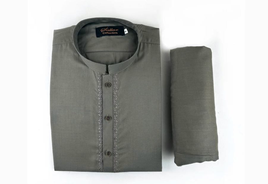 Men’s Green Shade Stitched Kameez Shalwar – Stylish Traditional Suit for Festive & Formal Wear