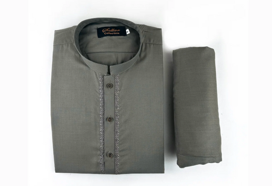 Men’s Green Shade Stitched Kameez Shalwar – Stylish Traditional Suit for Festive & Formal Wear