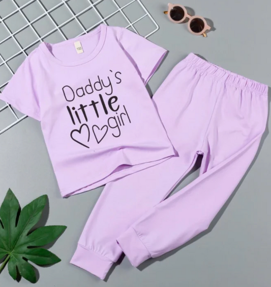 Girls longware Tracksuit Pink (Daddy’s Little Girl Printed Tracksuit Set for Girls) Cute & Comfy Loungewear