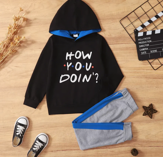 Boys “HOW YOU DOIN” Printed Tracksuit Set – Cool & Casual Outfit