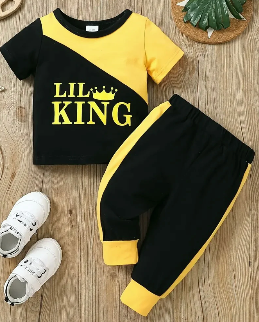 Little King Letter Printed Kids’ Tracksuit – Stylish & Comfy Casual Wear