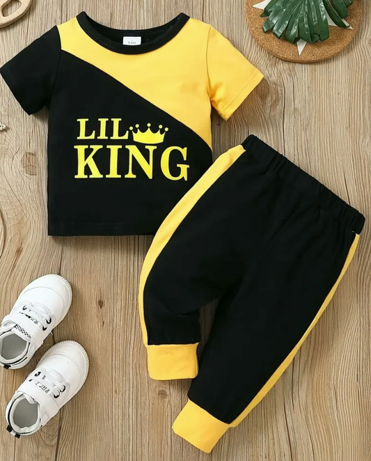 Little King Letter Printed Kids’ Tracksuit – Stylish & Comfy Casual Wear