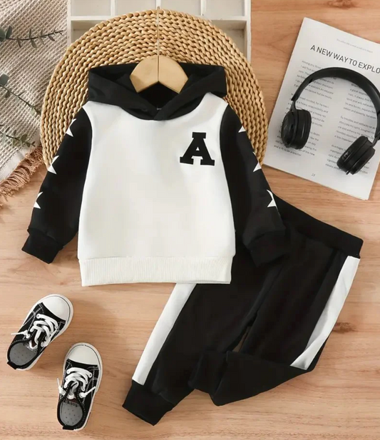 A STARS LETTER Kids’ Tracksuit | Trendy Unisex Sweatshirt & Pants Set