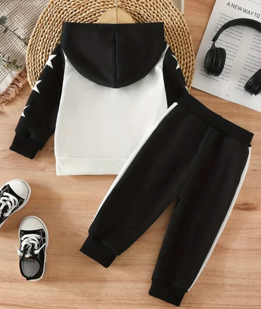 A STARS LETTER Kids’ Tracksuit | Trendy Unisex Sweatshirt & Pants Set