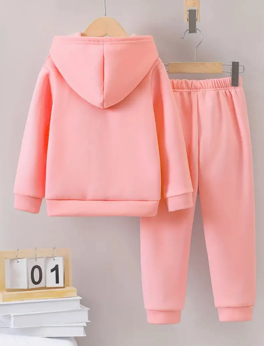 Girls Tracksuit (I LOVE YOU Letter) Graphic Kids’ Tracksuit | Cute Sweatshirt & Pants Set