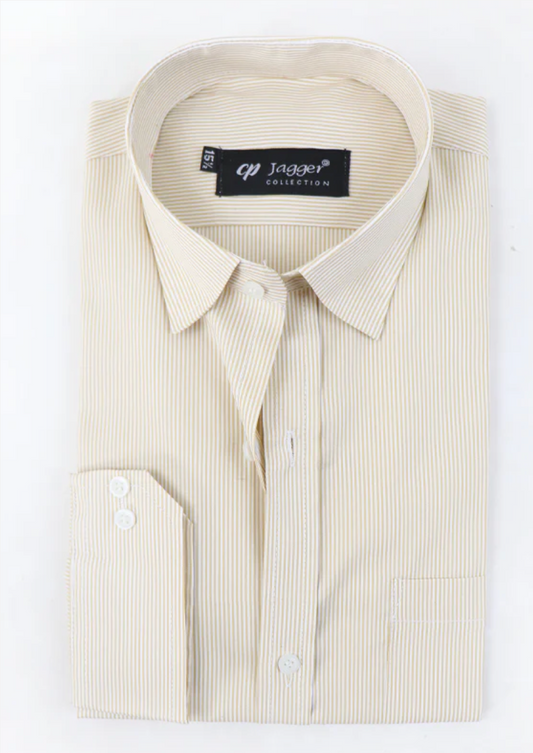 Men’s Formal Dress Shirt with Yellow Lines – Stylish Slim Fit Office Shirt