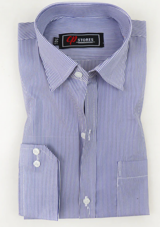 Men’s Formal Dress Shirt with Navy Blue Lines – Classic Striped Office Shirt