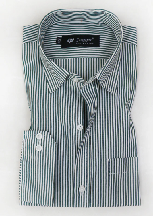 Men's Formal Dress Shirt Dark Green Lines