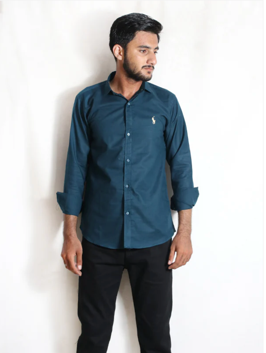 Men’s Sea Blue Chambray Casual Shirt – Effortless Style & Lightweight Comfort