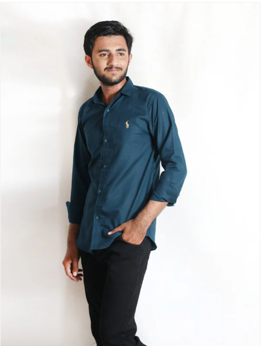 Men’s Sea Blue Chambray Casual Shirt – Effortless Style & Lightweight Comfort