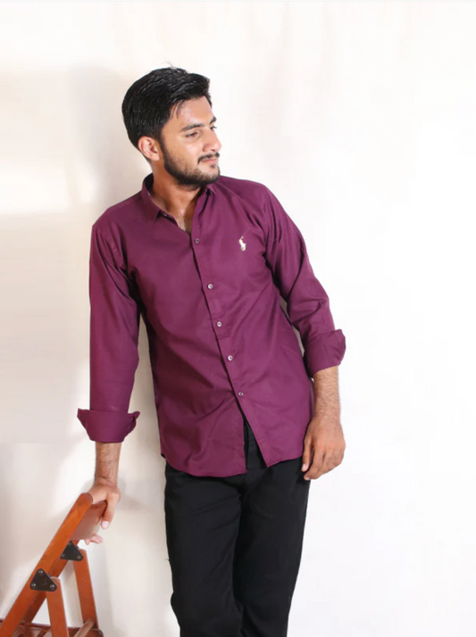 Men’s Purple Chambray Casual Shirt – Stylish, Lightweight & Versatile