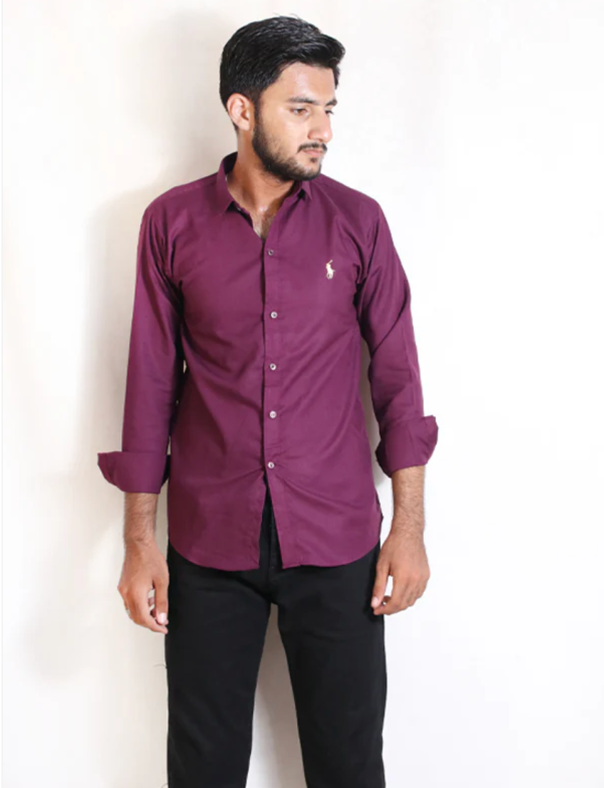 Men’s Purple Chambray Casual Shirt – Stylish, Lightweight & Versatile