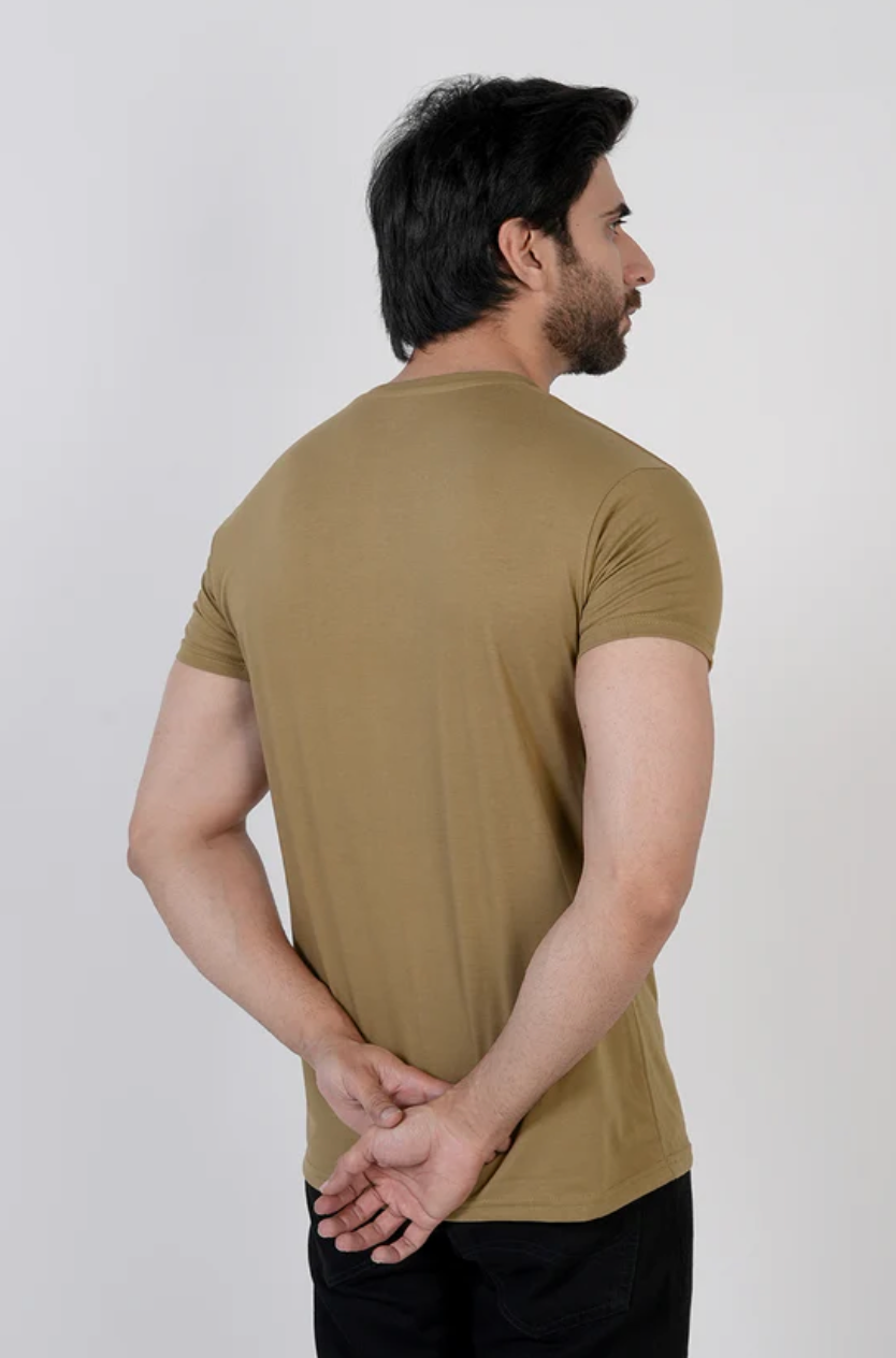 Men’s Half Sleeves Printed T-Shirt - Olive Green | Stylish Casual Wear