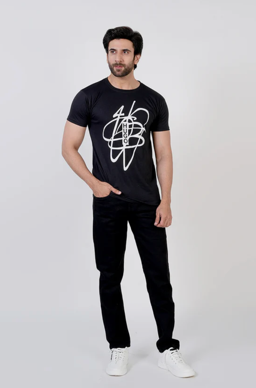 Men’s Half Sleeves Printed T-Shirt - Brown & Black | Casual & Trendy