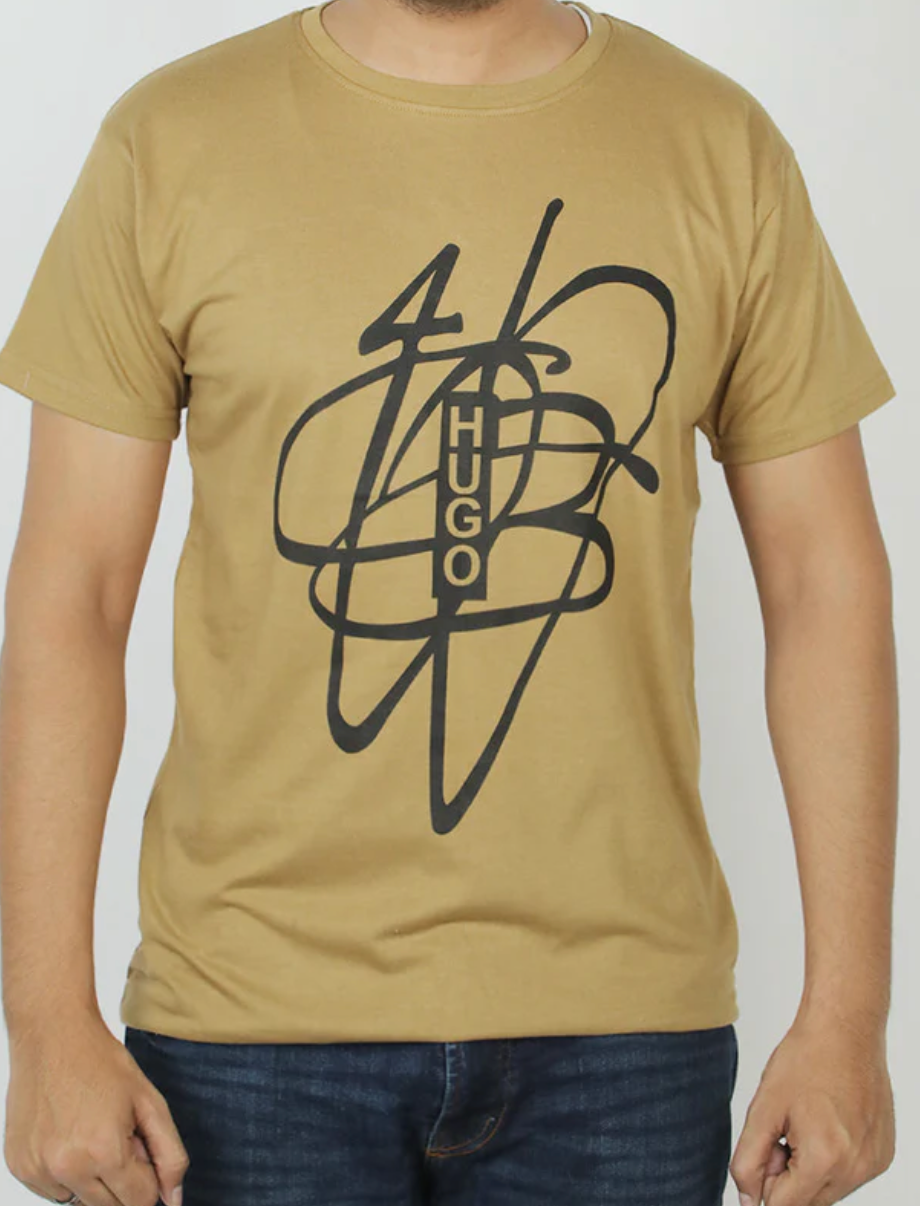 Men’s Half Sleeves Printed T-Shirt - Brown & Black | Casual & Trendy