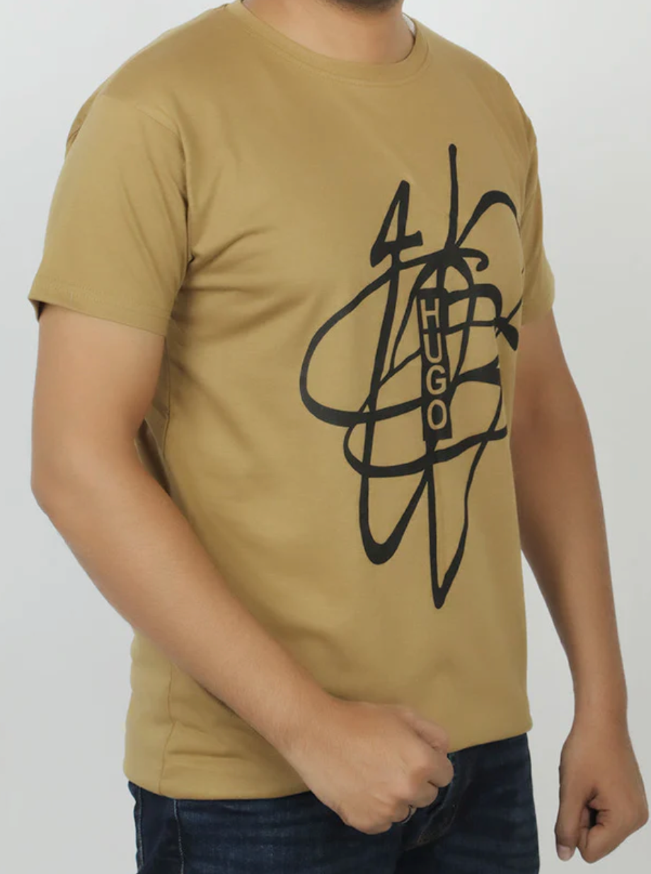 Men’s Half Sleeves Printed T-Shirt - Brown & Black | Casual & Trendy