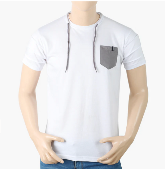 Men’s Half Sleeves T-Shirt - White & Black | Classic & Versatile