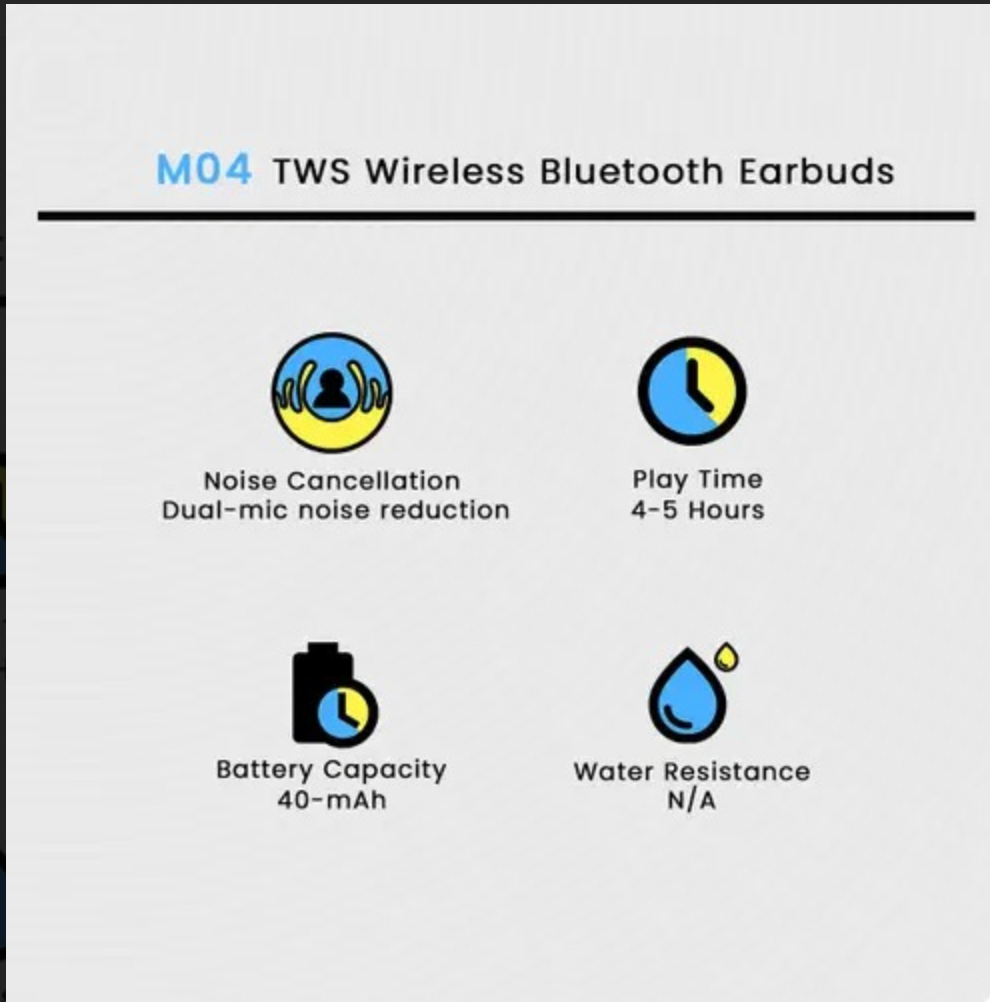 M04 TWS Wireless Bluetooth Earbuds with LED Display | Mic In-Ear Headphones | Immersive Stereo Sound | Type-C Fast Charging | Bluetooth 5.3 for Android & iPhone