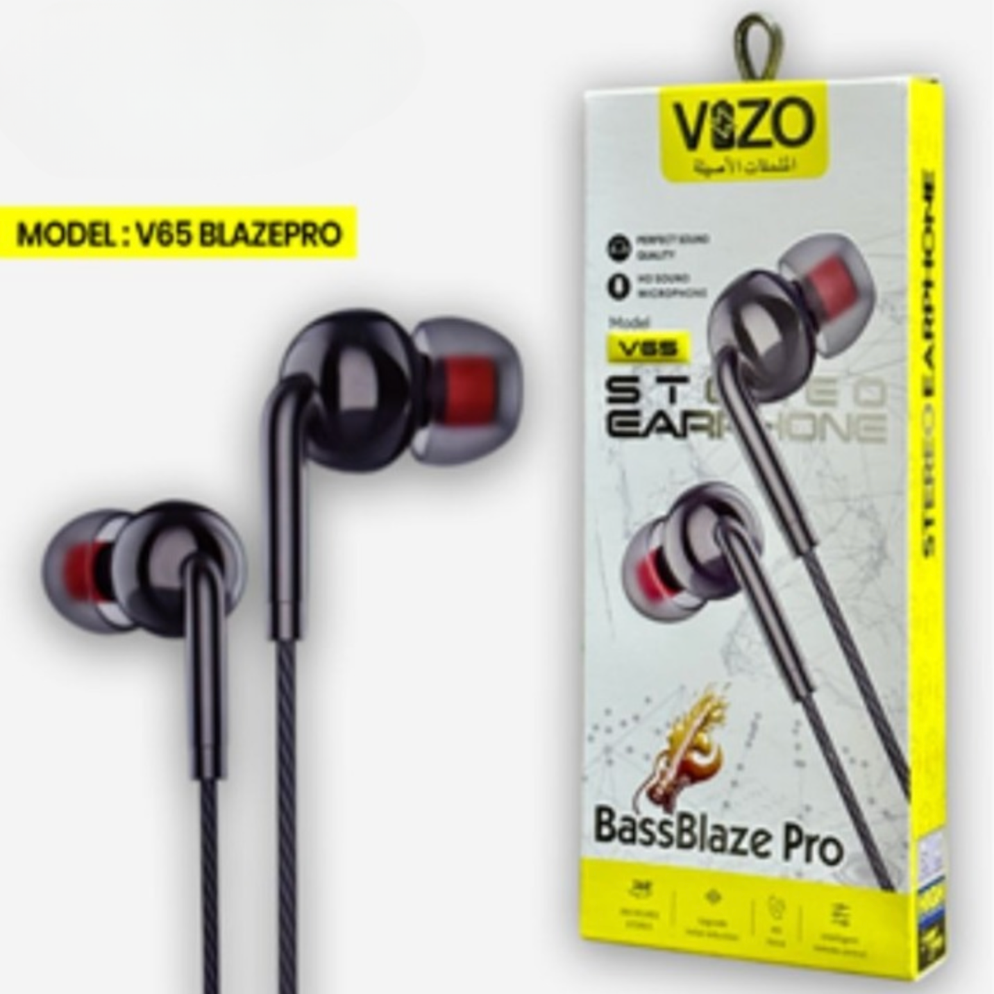 V65 Blaze Pro – Wired Stereo Earphones | Best Quality Hands-Free for Mobile Phones | Clear Sound Headphones | Comfortable In-Ear Earphones