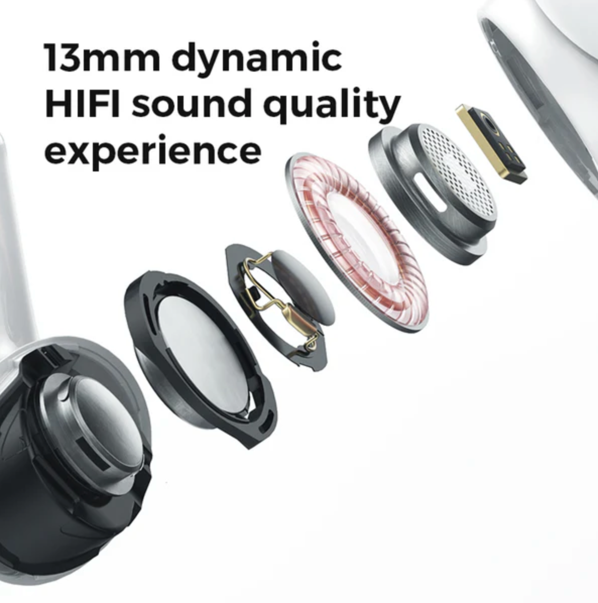 T03s Pro Joyroom TWS Earbuds – Active Noise Cancelling (ANC) | Premium Charging Case | Wireless Bluetooth Earphones | White