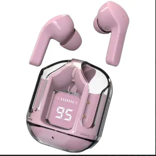 Air 31 Wireless Earbuds – Crystal Transparent Case | Bluetooth 5.3 | Type-C Fast Charging | With Pouch | Random Color Earbuds